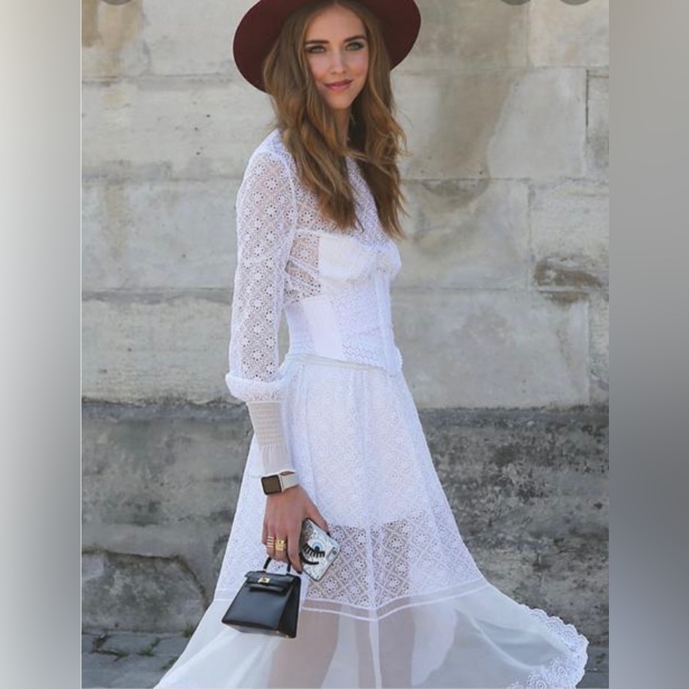 PHILOSOPHY DI LORENZO SERAFINI Crew Neck Eyelet Lace Dress